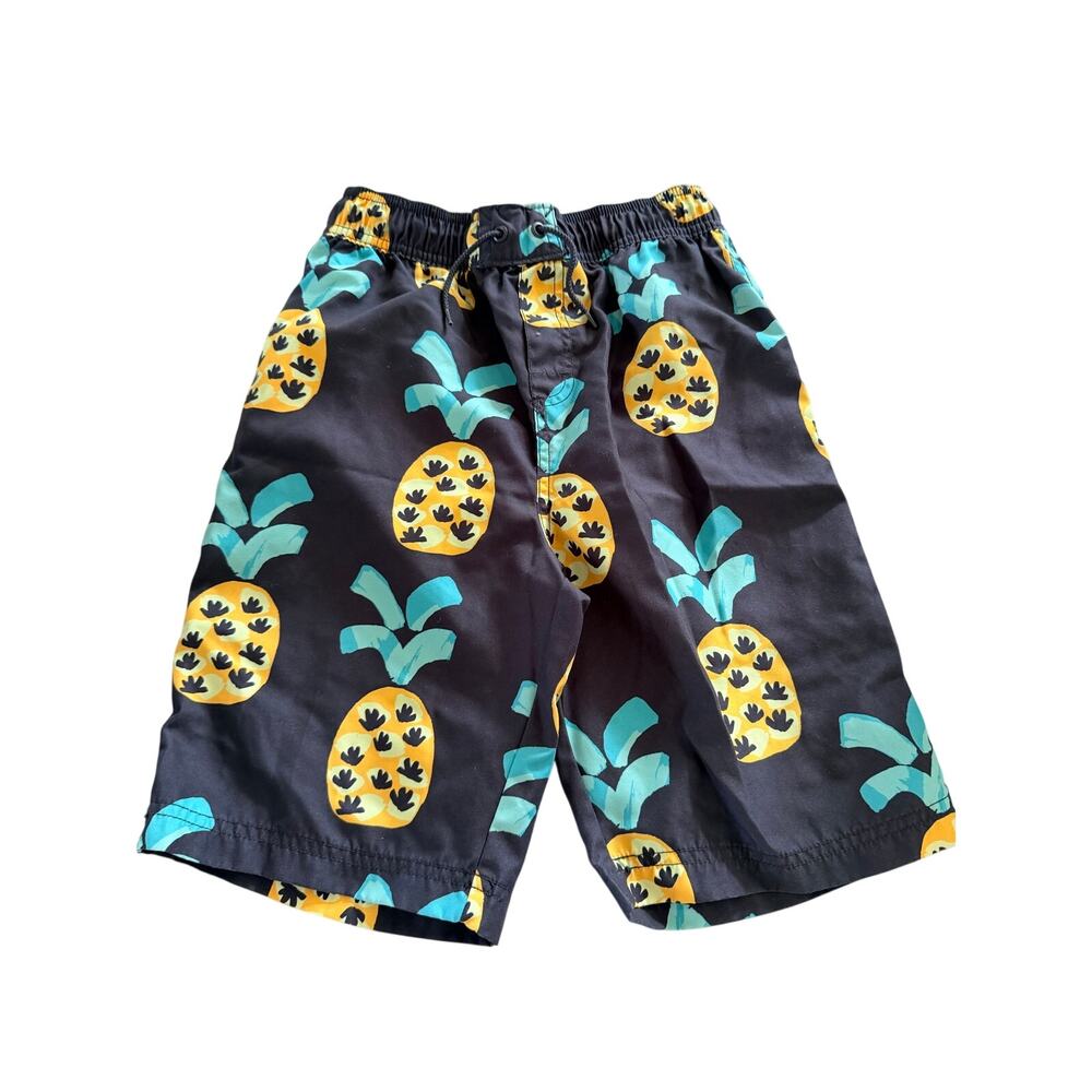 Tea Collection Boys' Black Pineapple Print Swim Trunks Size 12